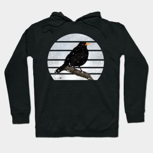 Blackbird Winter Snow Bird Watching Birding Ornithologist Gift Hoodie